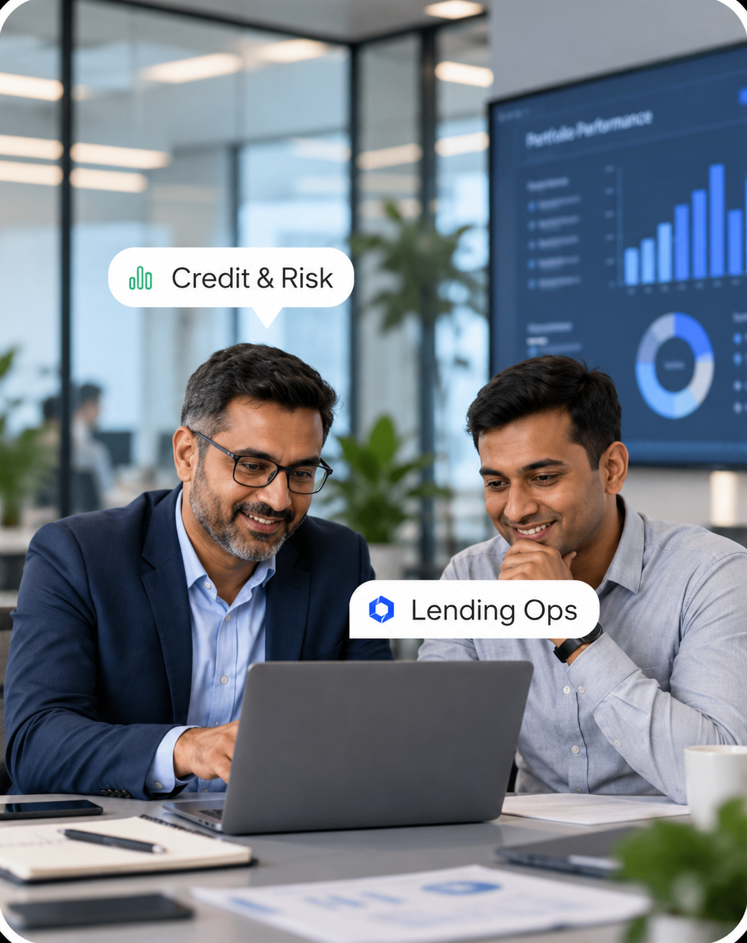 Credit and lending-ops leads reviewing TriAxis together